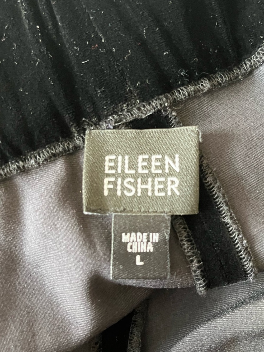 EILEEN FISHER Black Velvet Pull-On Trousers pants size L - Picture 4 of 5